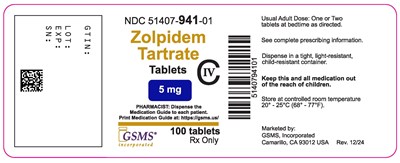 51407-941-01LB - Zolpidem Tartrate - 5 mg - Rev. 1224.jpg IMAGE NAME IMAGE DELETE IMAGE REFERENCED 51407-941-01LB - Zolpidem Tartrate - 5 mg - Rev. 1224.jpg - 51407 941 01LB Zolpidem Tartrate 5 mg Rev. 1224